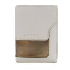 マルニ MARNI 二つ折り レザー コンパクトウォレット 財布 ロゴ 白 ホワイト ゴールド色 /SR38 レディース