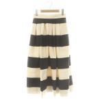 シートーキョー SHETokyo ANNA ビックボーダーシルクスカート ロング フレア 34 アイボリー ブラック /DO ■OS ■SH レディース