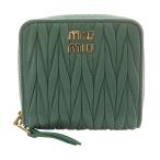 ミュウミュウ miumiu マテラッセレザー 二つ折り財布 ロゴ 緑 グリーン 5ML5222FPP /SR3 ■OH レディース