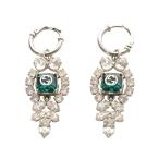 グッチ GUCCI INTERLOCKING G CRYSTAL EARRING ピアス ロゴ シルバー色 緑 グリーン 676527 /SR25 ■OH レディース