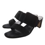 マノロブラニク MANOLO BLAHNIK TITUBANEW バックル スエード サンダル 37 黒 ブラック /SR7 レディース