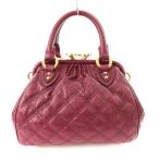 マークジェイコブス MARC JACOBS キルテッドレザースタム ハンドバッグ ショルダーバッグ がま口 2WAY 紫 ■OF