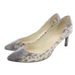 グッチ GUCCI ポインテッドトゥ パンプス ピンヒール 37.5 24.5cm グレー 白 ホワイト 321134 /SR32 レディース