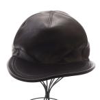 プラダ PRADA 帽子 野球帽 キャップ 6パネル ラムレザー L ブラック /YO18 ■SH ■OH メンズ レディース