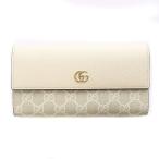グッチ GUCCI GGマーモントリミテッドエディション レザー PVC 長財布 ベージュ 456116 /SB ■OH レディース