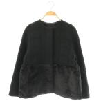 トゥモローランドコレクション 23AW モールチェック フェイクファージャケット ノーカラージャケット 36 ブラック レディース