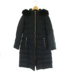 エムプルミエ ブラック M-Premier BLACK 24AW フォックスファーフーディーロングダウンコート 36 紺 /MI ■OS レディース