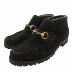 グッチ GUCCI ホースビット モカシンブーツ ローファー スエード 37.5 黒 ブラック /FF ■SH レディース