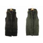 ショッピングzara ザラ ZARA リバーシブル 中綿 ジレ ロング XS ブラック ダークグリーン /HK ■OS レディース