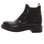 プラダ PRADA サイドゴア チェルシーブーツ ショート レザー 37.5 黒 ブラック 1T251M /SR28 ■OH レディース
