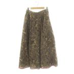 トーマスマグパイ THOMAS MAGPIE zentangle print long skirt スカート フレア マキシ ロング タック 36 茶 ブラウン