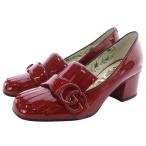 グッチ GUCCI GGマーモント パテントレザー フリンジ パンプス スクエアトゥ 35.5 赤 レッド 474510 /SR11 レディース