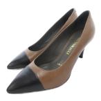 ブルーノマリ BRUNO MAGLI パンプス ポインテッドトゥ レザー バイカラー 33.5 茶 ブラウン 黒 ブラック /JS レディース