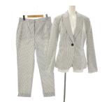 未使用品 ザラ ZARA ストライプ柄 テーラードジャケット パンツ セットアップ 36 ネイビー ホワイト /DF ■OS レディース