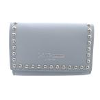 ジェイ&エムデヴィッドソン J&M Davidson FOLD WALLET WITH STUDS 財布 三つ折り レザー ロゴ 水色 ブルー /SR6 レディース
