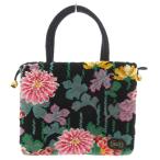 フェイラー FEILER ジヴェルニー モネ 手つき巾着 ミニハンドバッグ トート シュニール織 花柄 ロゴ 黒 ブラック /GV レディース