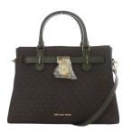 未使用品 マイケルコース MICHAEL KORS HAMILTON サッチェル Medium MKシグネチャー 2WAYバッグ ハンドバッグ カーキ ダークブラウン 35F1G