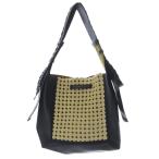 ステラマッカートニー STELLA McCARTNEY HOBO Medium Eco Soft Alter Mat Rafia ショルダーバッグ ロゴ 切替 黒 ブラック ベージュ /SR35