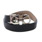サルヴァトーレフェラガモ Salvatore Ferragamo ダブル ガンチーニ リバーシブル ベルト 黒 ブラック ピンクべージュ /SR3 ■OH レディース