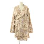 フランシュリッペ franche lippee くま柄 ガウン カーディガン 部屋着 ルームウェア M ベージュ 茶 紫 /MI ■OS レディース