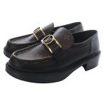 ルイヴィトン LOUIS VUITTON モノグラム アカデミーライン ローファー レザー 38.5 黒 ブラック /SR26 レディース