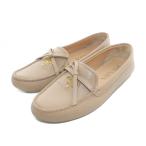 プラダ PRADA ドライビングシューズ ローファー レースアップ レザー 35.5 21.5cm ベージュ 1DD070 /AS ■OS レディース