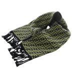 フェンディ FENDI ズッカ柄 ウール マフラー 紺 ネイビー 黄色 イエロー /SR17 ■OH レディース