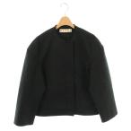 マルニ MARNI ツイード ノーカラー ジップジャケット ズター ウール 36 黒 /NR ■OS レディース