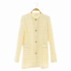 ショッピングzara ザラ ZARA ツイード ノーカラーコート 金ボタン XS オフホワイト /DF ■OS レディース