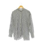 インディビジュアライズドシャツ INDIVIDUALIZED SHIRTS コットンバンドカラーストライプ シャツ 長袖 白 ホワイト グレー