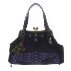 アナスイ ANNA SUI がま口 蝶チャーム ハンドバッグ ロゴ 黒 ブラック /SR51 レディース