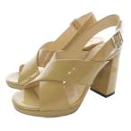 ショッピングエナメル プラダ PRADA エナメルクロス ストラップ サンダル ハイヒール 37 茶色 ブラウン /SR5 レディース