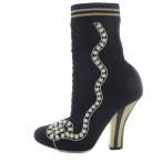 フェンディ FENDI パールニットブーツ ショート 39 26cm 黒 ブラック /SR20 レディース