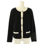ショッピングzara ザラ ZARA フェイクパールボタンニットカーディガン S ブラック ホワイト /ES ■OS レディース