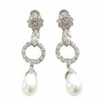 ショッピングMIUMIU ミュウミュウ miumiu ラインストーン パール ドロップイヤリング シルバー色 白 ホワイト /SR ■OH レディース