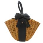 ショッピングカゴバッグ トッカ TOCCA カゴバッグ バスケット レザーリボン 茶 ブラウン 黒 ブラック /JS レディース