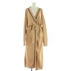 未使用品 ザラ ZARA ロングカーディガン ニット 長袖 トッパー ベルト付 USA S ベージュ /MY ■OS レディース