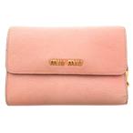 ショッピングミュウミュウ ミュウミュウ miumiu マドラス 三つ折り財布 ウォレット ロゴ レザー ピンク /AE ■SH レディース
