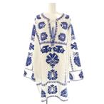 ザラ ZARA 刺繍ワンピース XL ホワイト ブルー /ES ■OS ■SH レディース