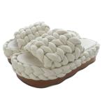 クロエ CHLOE WAVY SLIDES サンダル ミュール レザー 36 ベージュ /SR レディース