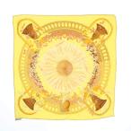 エルメス HERMES amours カレ45 アモーレ シルクスカーフ ひまわり 花柄 絹 マルチカラー 黄色 イエロー 茶色 ブラウン ピンク ■SH