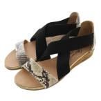 ガイモ GAIMO エラスティックエスパドリーユサンダル 35 白 ホワイト 黒 ブラック /SS ■OS レディース