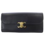 ショッピングセリーヌ セリーヌ CELINE ラージウォレット トリオンフ 長財布 二つ折り シャイニーカーフスキン ブラック /YO12 ■OH レディース