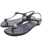 クリスチャンルブタン Christian louboutin スタッズ サンダル トング 37.5 黒 ブラック /SR