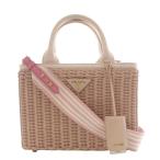 プラダ PRADA CANAPA ウィッカー 2WAYハンドバッグ ショルダー カゴ ピンク 1BG835 /AQ ■OS ■OH レディース