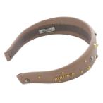 ショッピングミュウミュウ ミュウミュウ miumiu カチューシャ ロゴ レザー ピンクベージュ /SR ■OH レディース