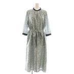 ショッピングローン ジェイプレス J.PRESS 23SS 【洗える】 スパンローンフラワー バンドカラー ワンピース ロング 9 グレー ネイビー /DF ■OS レディース