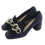 ミュウミュウ miumiu ヒールローファー スエード チェーン フリンジ 35 22.0cm 紫 パープル /MI ■OS レディース