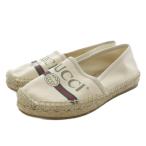  Gucci GUCCI LAVEUGLE PAR AMOUR Logo эспадрильи плоская обувь 34.5 слоновая кость 525882 /SR женский 