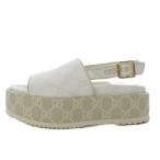 グッチ GUCCI GGスプリーム プラットフォームサンダル 厚底 34.5 ホワイト 701153 /YO6 レディース